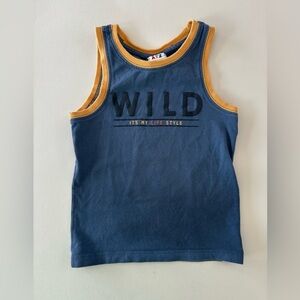 Wild Toddler Tank Top - Blue with Yellow Trim, 2T, “Wild It’s My Lifestyle”